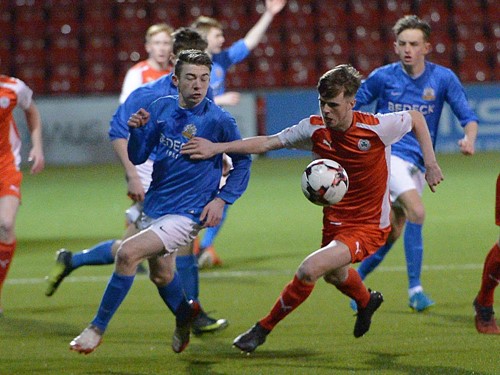 Action from the Harry Cavan Youth Cup semi-final between Cliftonville Strollers and Glenavon Youth at Seaview.jpg
