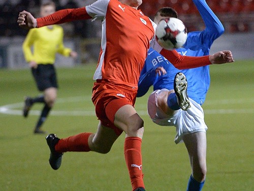 Action from the Harry Cavan Youth Cup semi-final between Cliftonville Strollers and Glenavon Youth at Seaview.jpg (2)