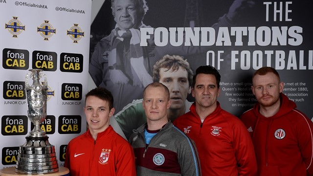 James Turley (Enniskillen Rangers), Gerard McCullagh (Tummery Athletic), Ben Treanor (Bessbrook) and Eamon Hughes (Willowbank).jpg 