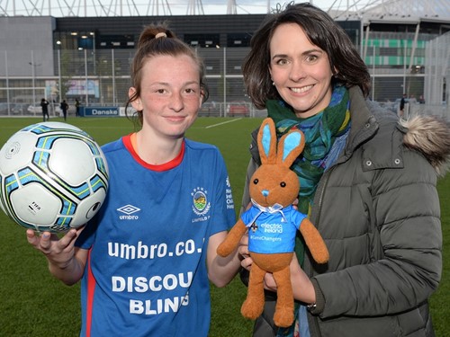 Player of Match and Hattrick hero Caitlin McGuinness of Linfield Ladies with Anne Smyth Sponsorship and PR of Electric Ireland.jpg