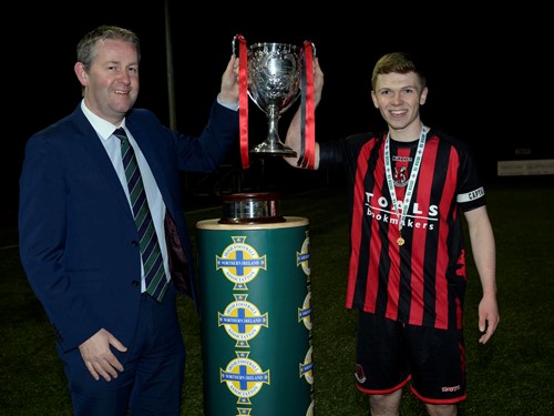 11IFA Junior and Youth Committee Vice Chair Maurice Johnston with Crusaders colts Captain Dylan O'Kane.jpeg