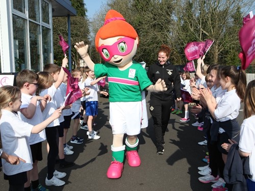Sweet Caroline arriving at Ballinamallard with NI Women’s Captain Marissa Callaghan - smaller.jpg