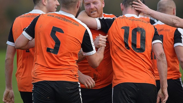 21 Gary Moan Celebrates after scoring Tandragee
