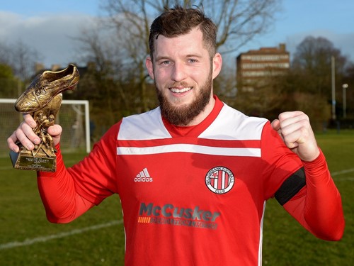 Willowbank's Pearse Devine with his man of the match trophy.jpg