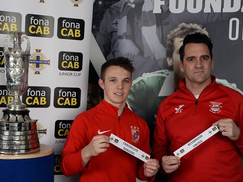 James Turley (Enniskillen Rangers) and Ben Treanor (Bessbrook) look forward to meeting in the fonaCAB Junior Cup semi-finals.jpg