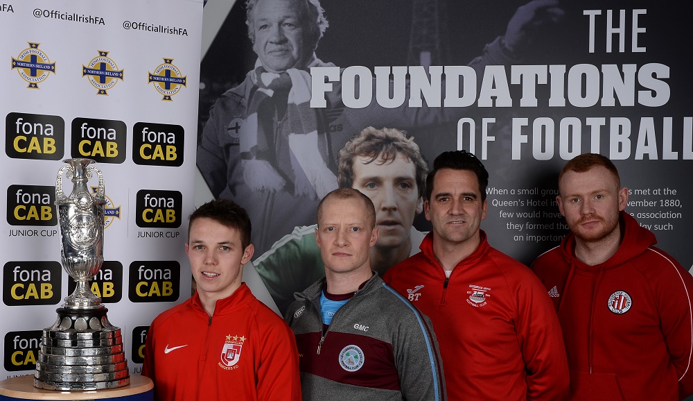 James Turley (Enniskillen Rangers), Gerard McCullagh (Tummery Athletic), Ben Treanor (Bessbrook) and Eamon Hughes (Willowbank).jpg James Turley (Enniskillen Rangers), Gerard McCullagh (Tummery Athletic), Ben Treanor (Bessbrook) and Eamon Hughes (Willowbank).jpg