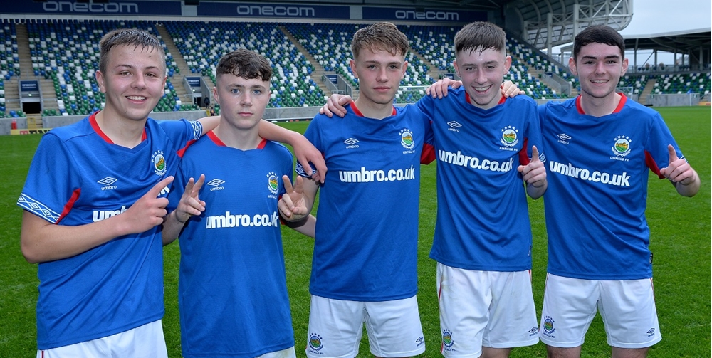 Linfield scorers, Jack Barbour, Kian Storey, Carson Elliott, Brandon Lindsay and Michael McDade.jpg