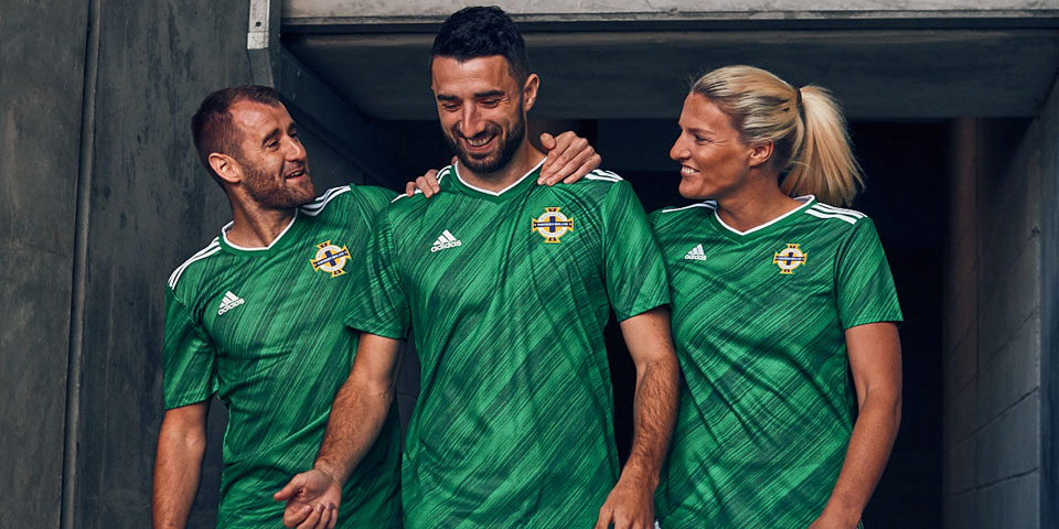 NI new home shirt Niall McGinn, Conor McLaughlin, Ashley Hutton.jpg