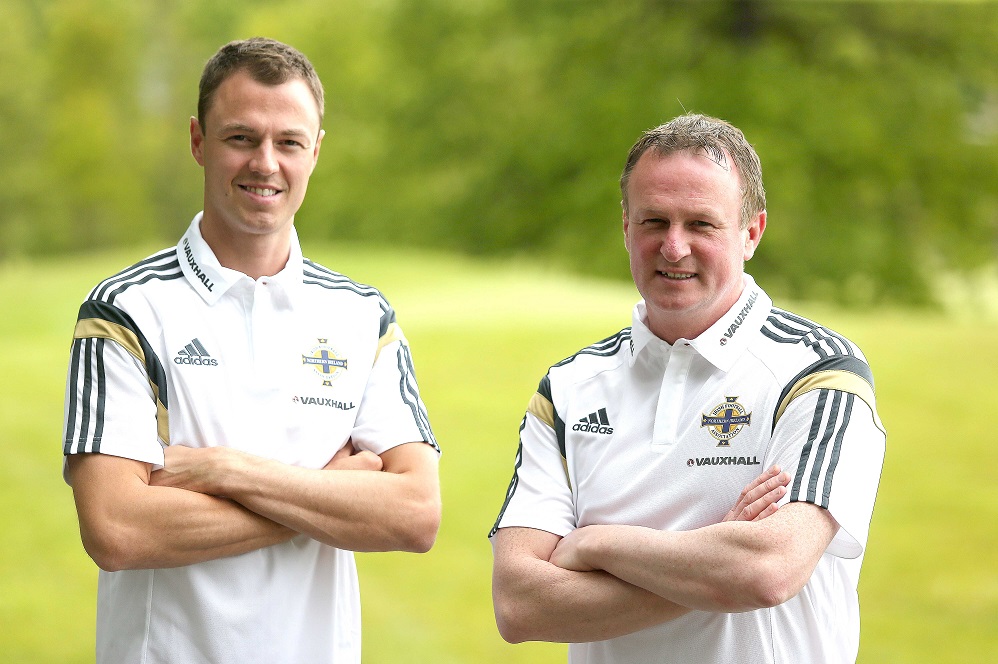 Jonny Evans Michael O'Neill May 2015