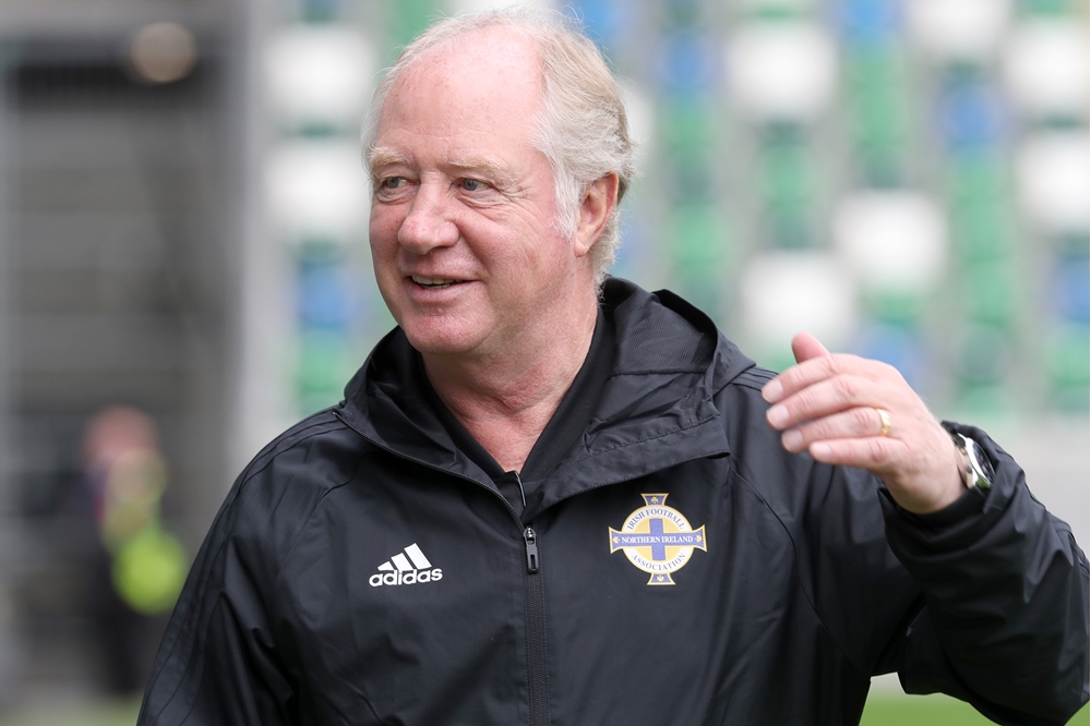 Jimmy Nicholl at the National Football Stadium at Windsor Park.jpg