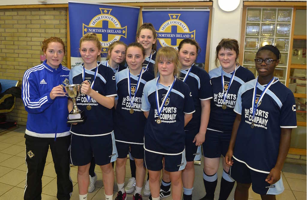 Year 12+ Section winners Mercy College are presented with their trophy Year 12+ Section winners Mercy College are presented with their trophy