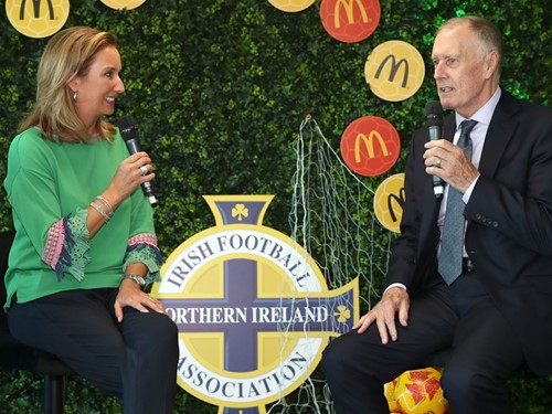 Sir Geoff Hurst is interviewed by Claire McCollum.JPG