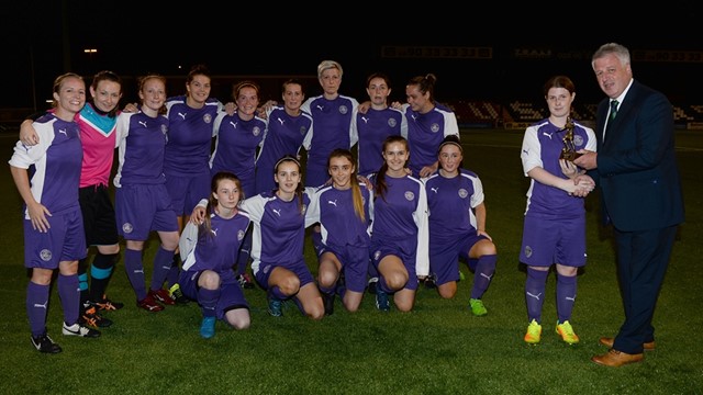 Neil Morrow and Player of Match Celine Curtis and Cliftonville Ladies Team.jpg 